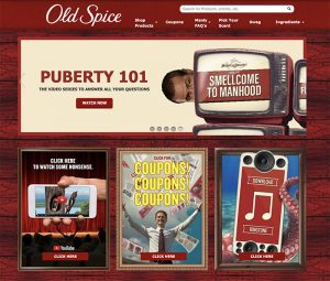 Old Spice tailoring their website collateral to their new found audience (https://oldspice.com/en)